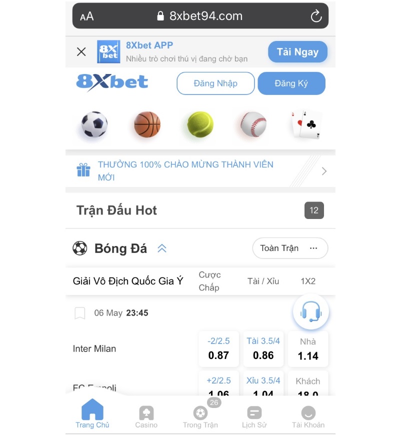 Hướng dẫn đăng ký tài khoản 8xbet trên di động
