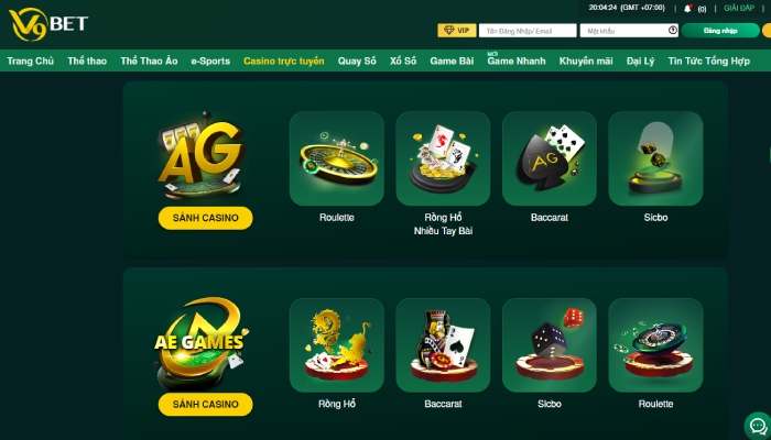 Khám phá sảnh casino tại nhà cái v9bet