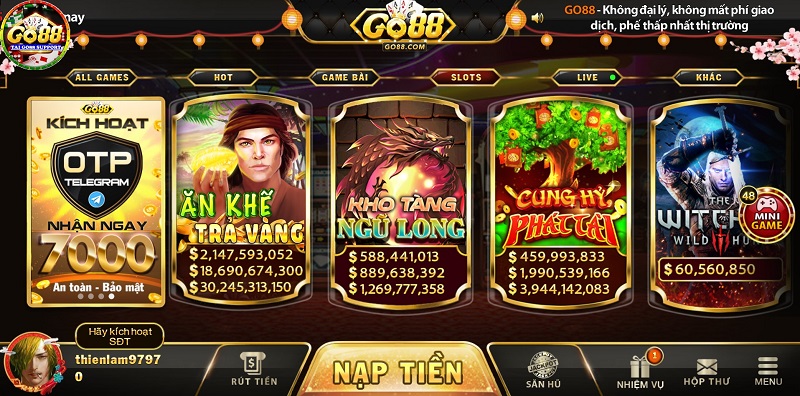 Nổ hũ tại cổng game Go88 vô cùng đặc biệt và thú vị 