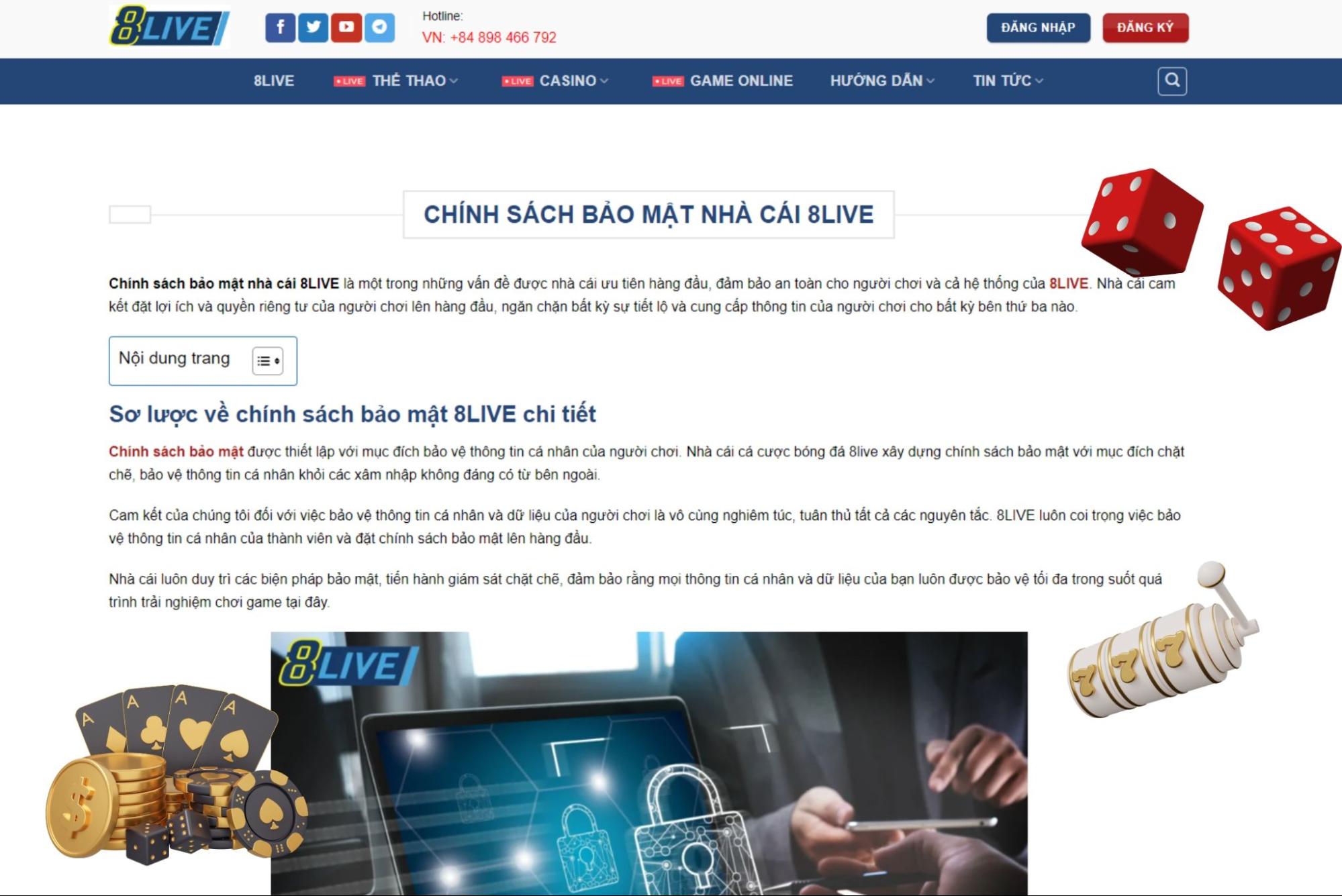 Bảo mật tại nhà cái 8LIVE cực kỳ an toàn